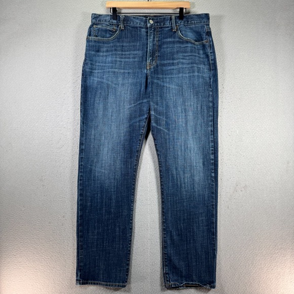 Lucky Brand 329 Classic Straight Jeans Mens 38x32 Blue Medium Wash Denim Comfort - Picture 1 of 16